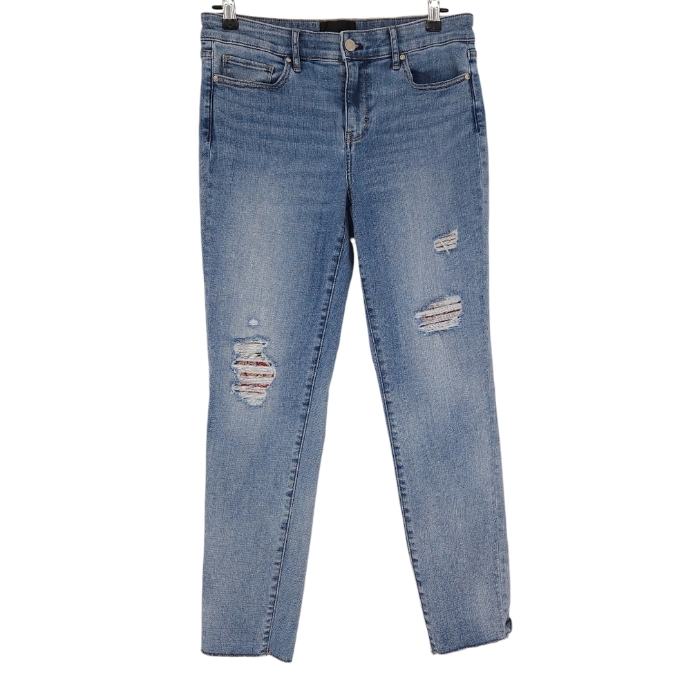 White House Black Market Girlfriend Slim Jeans Mid Rise Distressed Denim 6